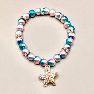 Necklace with Mermaid Color Peals and Starfish Pendant 6