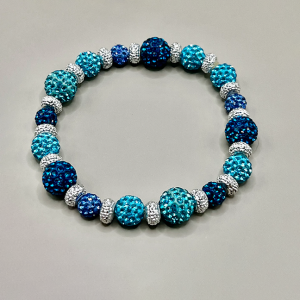 Necklace with Various Blue Bling Beading and Silver Spacers 10