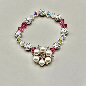 Necklace with Pink/White Beading and Pearl Pendant 7