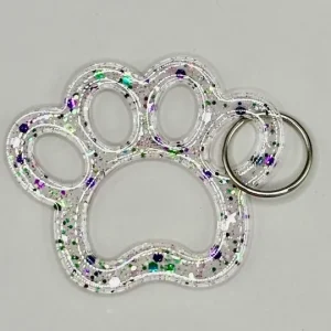 Acrylic Hollow Paw Print Key Chain Purple/Green Multi