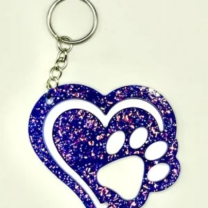Acrylic Blue Hollow Heart Key Chain