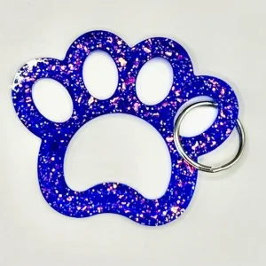 Acrylic Blue Hollow Paw Print Key Chain