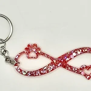 Acrylic Red Infinity Paw Print Print Key Chain