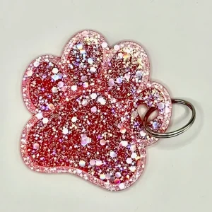 Acrylic Red Paw Print Key Chain