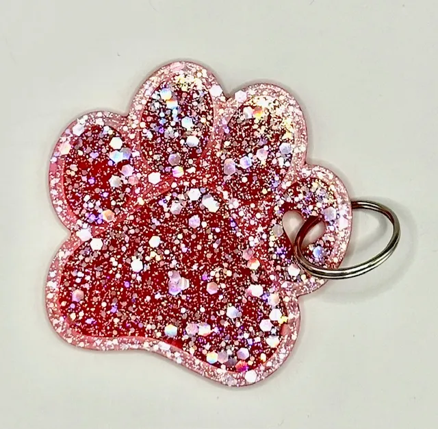 Acrylic Red Paw Print Key Chain