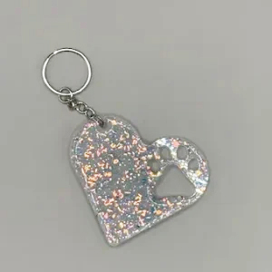 Acrylic Multi Color Heart Solid Paw Print Key Chain