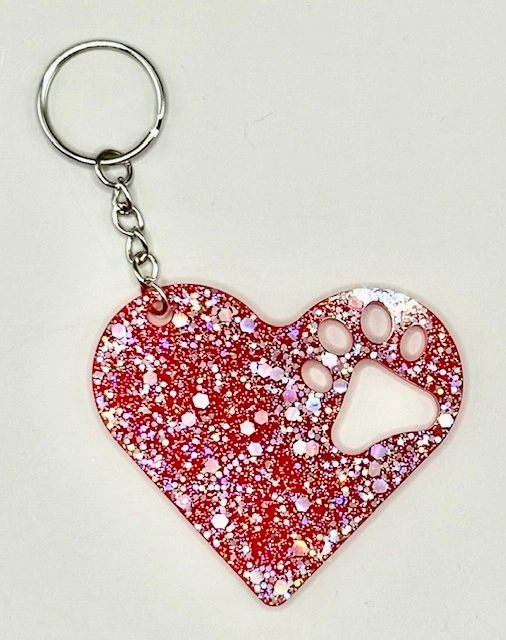Acrylic Red Solid Heart Key Chain